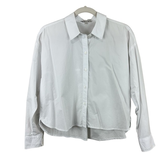 NWT Madewell Signature Poplin Hartfield Crop Button Down Shirt Eyelet White XS - Picture 2 of 7